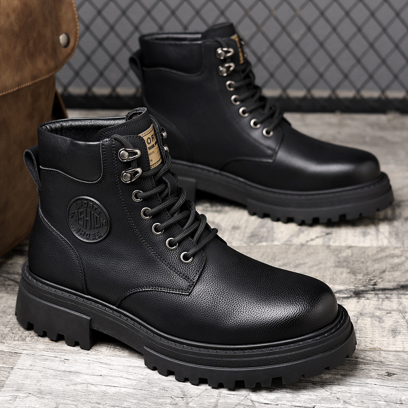 Men's Autumn Winter Workwear Boots High Top Thick Soled Shoes_voghion.com