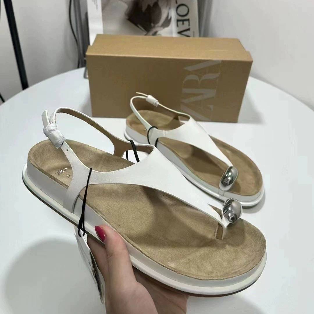 Zara, летние сандалии, шлепанцы на ремешке, натуральная кожа