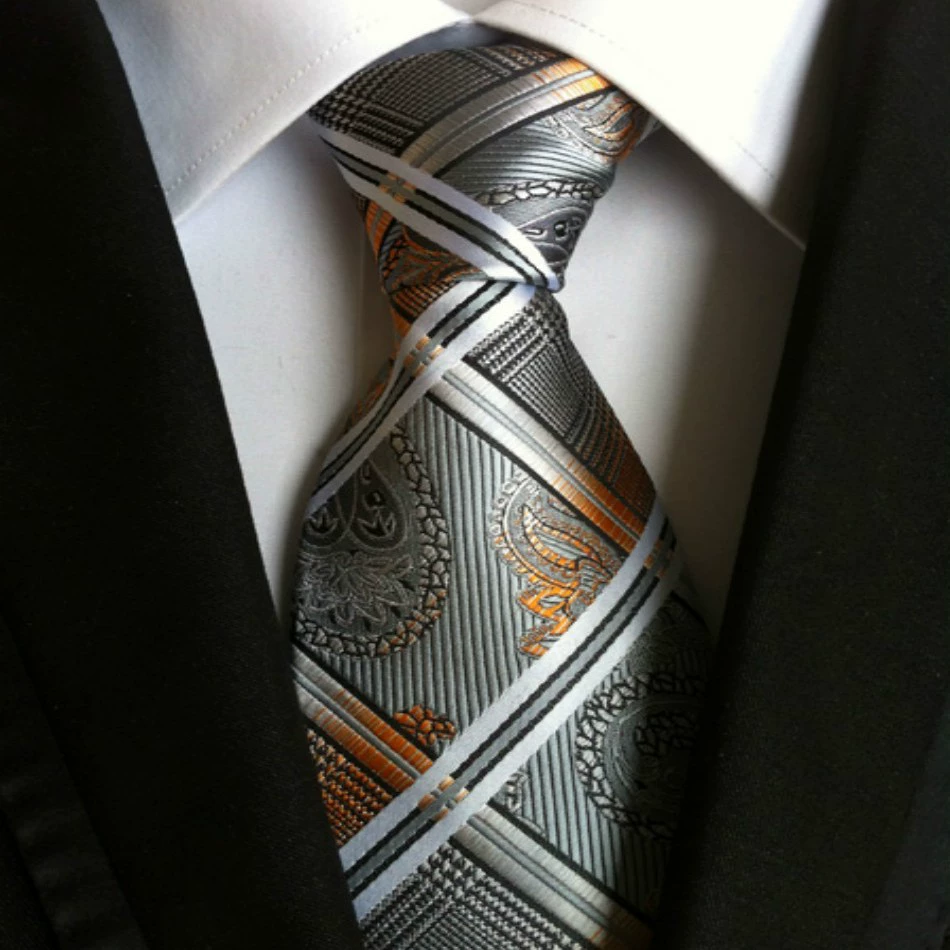 Галстук иностранной торговлиWedding Christmas Silver Striped Мужской галстук галстуки Галстук