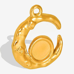 304 Stainless Steel Creative Irregular Moon Pendant Simple Fashion Pendant Handmade DIY Necklace Accessories