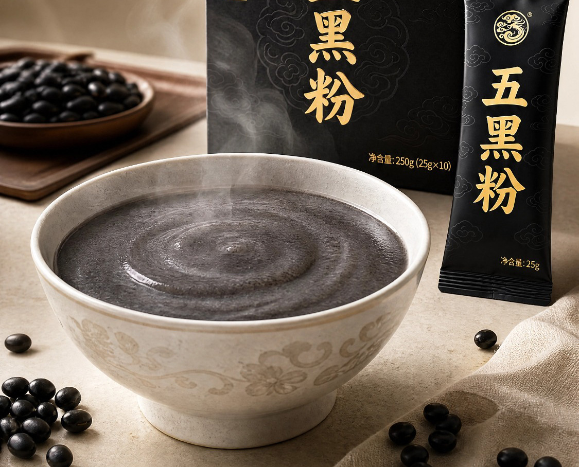 Five Black Powder Blend Black Bean Black Sesame Black Mulberry Black Goji Drink Mix 250g overview