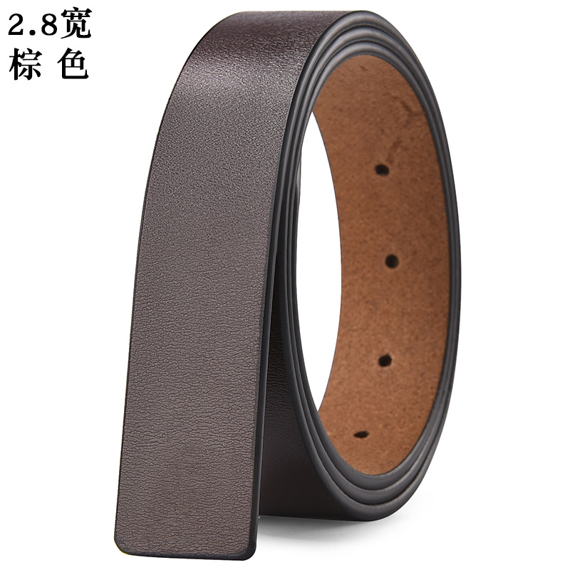 Cinturón sin cabeza de piel de vaca tira de hebilla lisa de cuero de los hombres con cuerpo