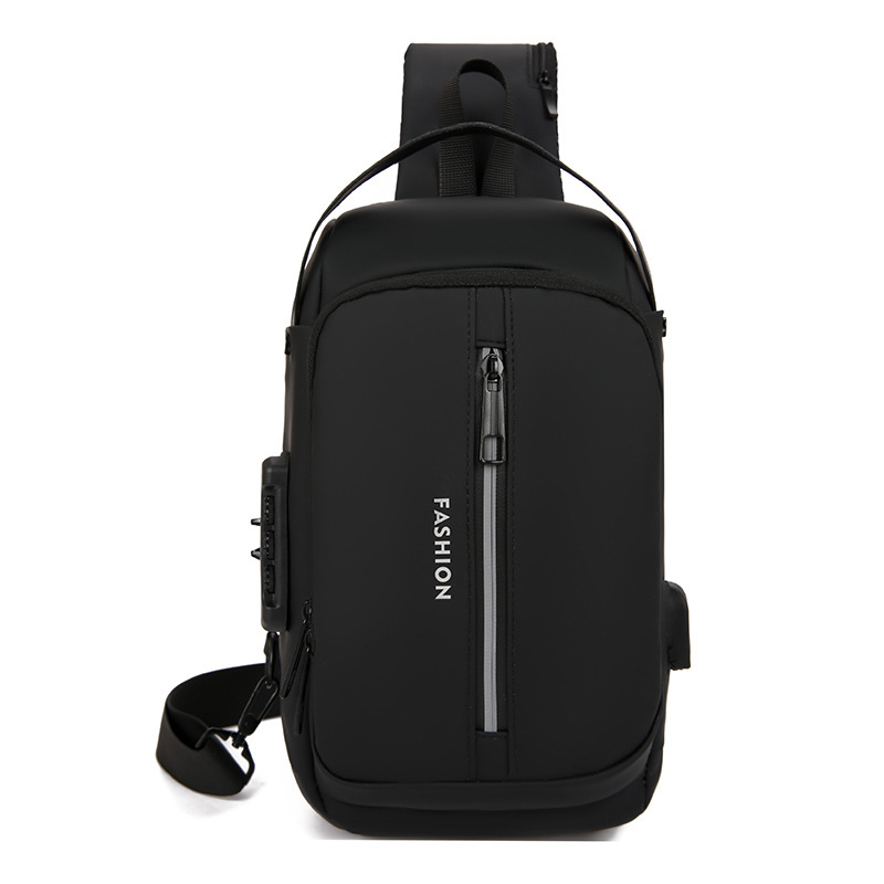 Bolso de pecho para hombre USB al por mayor transfronterizo de nuevo estilo, deporte multiusos simple, ocio, bolso de mensajero ligero a prueba de salpicaduras, marea