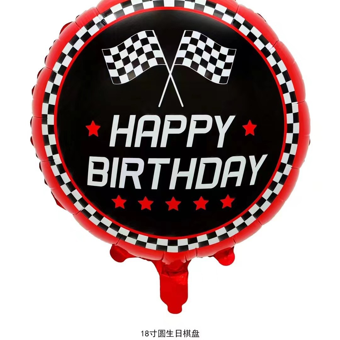 Nuevo 18 pulgadas negro y blanco a cuadros de fútbol a rayas globo de aluminio decoración de la fiesta de cumpleaños de los niños accesorios de globo