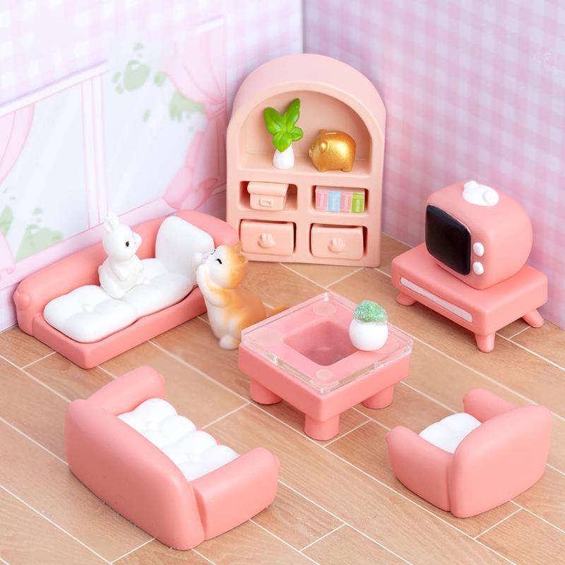 Miniature Kitchen, Bedroom, Living Room, Bathroom Furniture Supplies, Dollhouse DIY Room Decoration Model Accessories 3