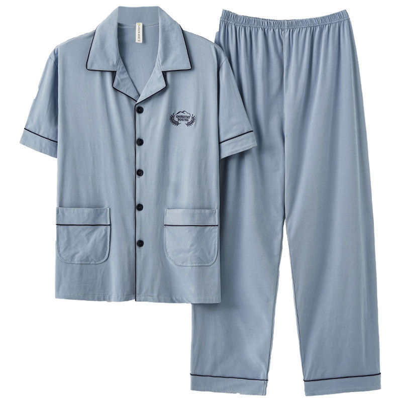 Pijamas de verano de algodón de los hombres pantalones de manga corta de algodón de los hombres de algodón delgado de verano más tamaño de media manga de los hombres homewear