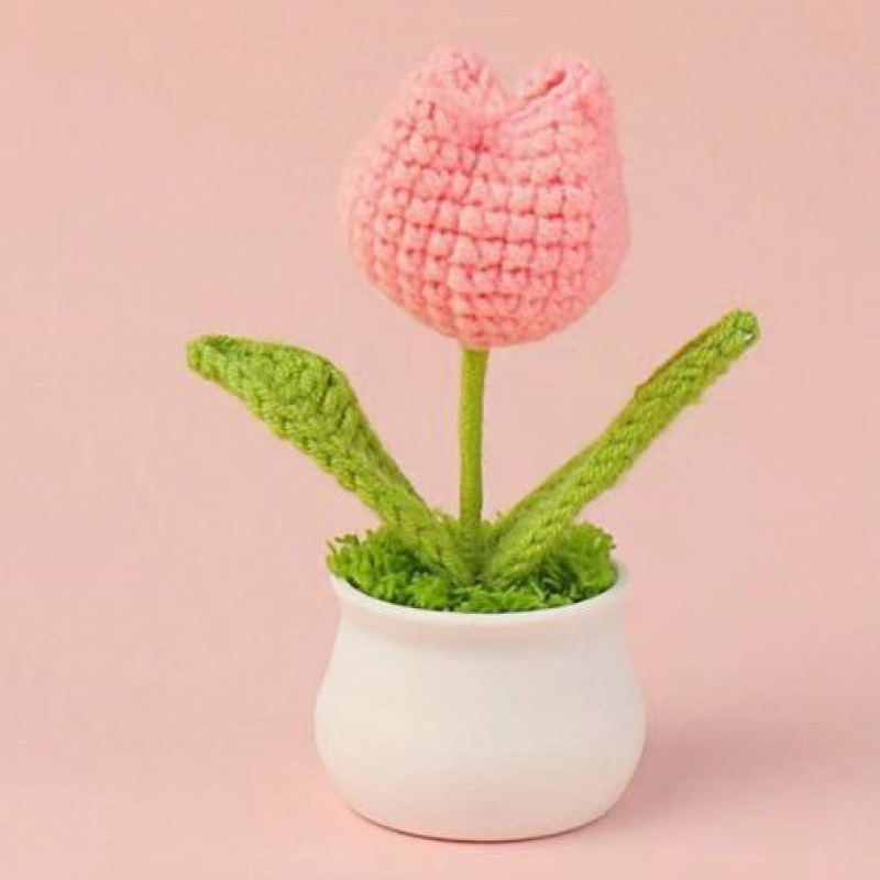 Lama tejida transfronteriza terminada, amor, planta en maceta, decoración de escritorio de estudio de flores artificiales, día de San Valentín, Navidad