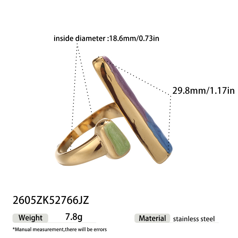 Lujo ligero francés estilo de moda 18k oro acero inoxidable geometría simple anillo abierto brillante no decoloración joyas al por mayor