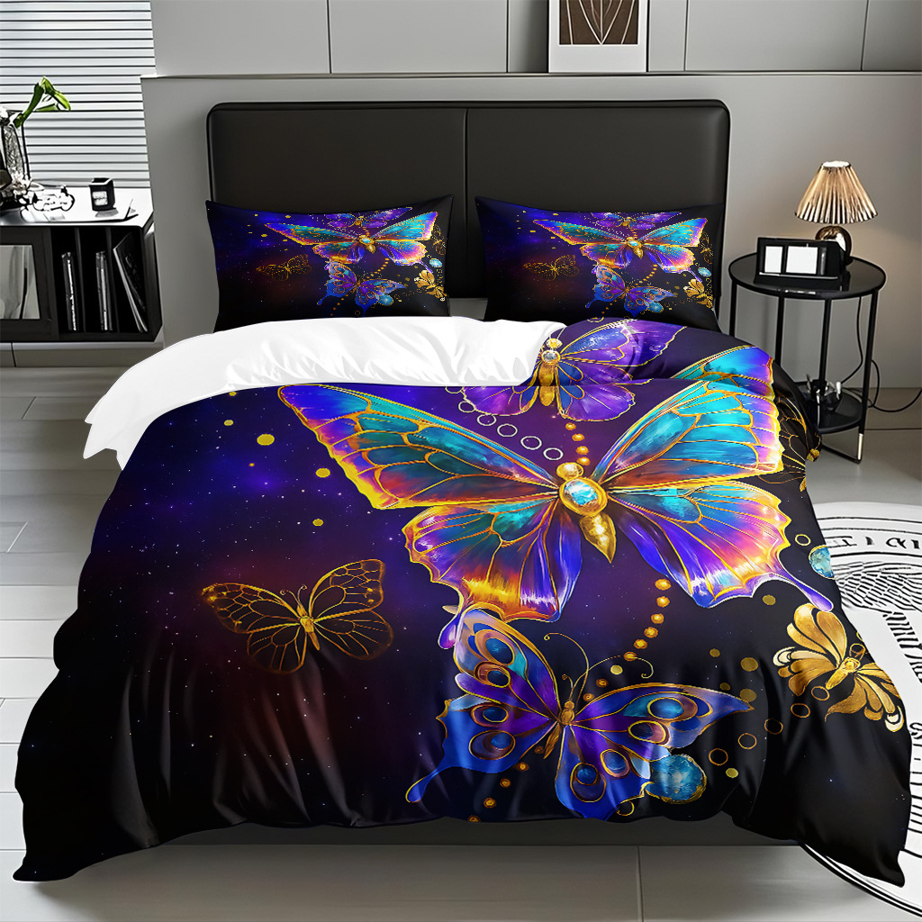 Su propia fábrica suministra directamente una variedad de colchas de impresión digital de mariposa. Comercio electrónico transfronterizo preferido para soportar el modo TEMU JIT.