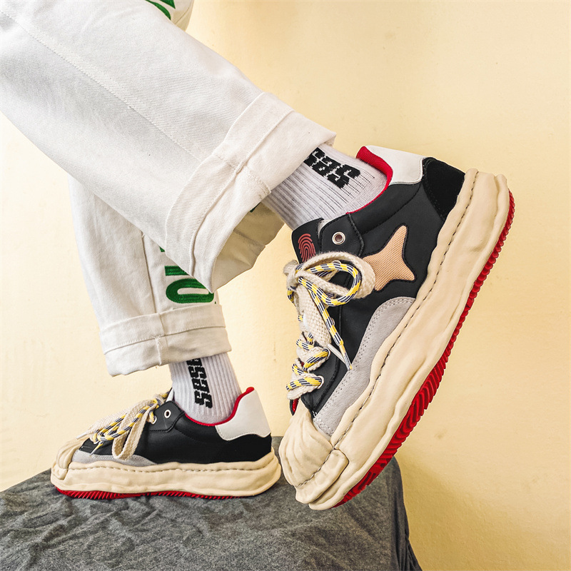 Nouveau design de niche : Sanyuan Kangyu Shell Head Dissolved Korean Thick Sole Sports et Casual Lace up Board Shoes pour hommes_voghion.com