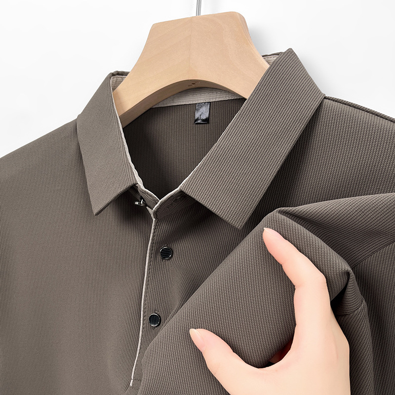 Langarm-Poloshirt für Herren, 2024 Frühling und Herbst Business-T-Shirt mit lockerem Kragen für Herren_voghion.com