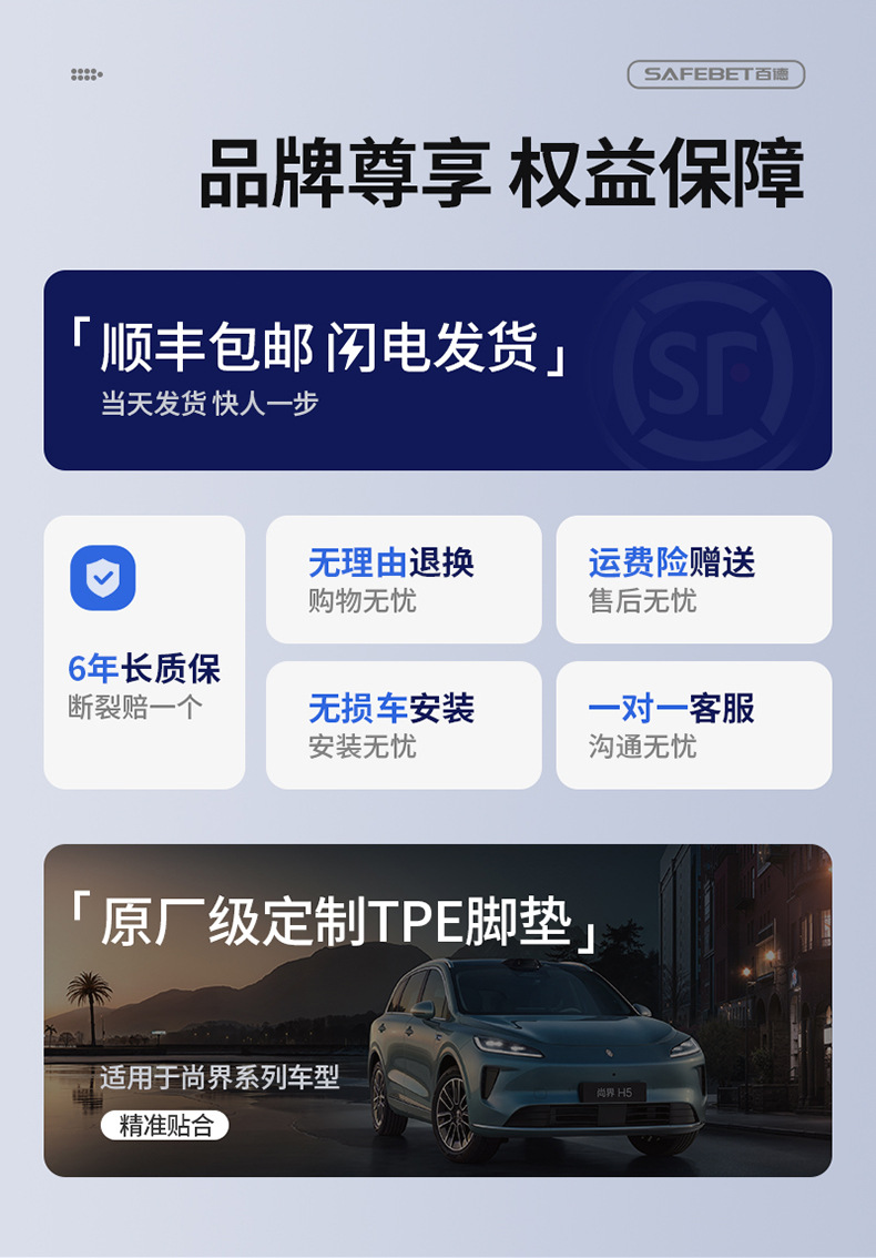 Suitable for Shangjie Z7 Z7T H5 Special Vehicles, All-Weather Tpe Car Trunk Mat, Car Accessories