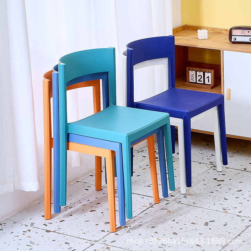 Nordic Dining Chair Home Creative Small Apartment Plastic Thickened Color Chair Designer Stackable Coffee Leisure Chair