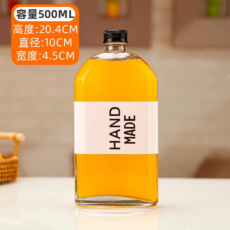 500ml 기울어 진 어깨 블랙 커버; 투명