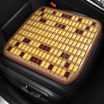 Interior Rear Seat Mat Butt Pad – Seat cushion, seat cover - color-block-warm-beige-square-mat-single-upgraded-with-larger-bamboo-slices-more-abundant