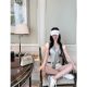 Trendy Summer New V-Neck Striped Shawl Knit Sweater with Shawl Embroidery, Waist-Cinching Slimming Short-Sleeve T-Shirt Top