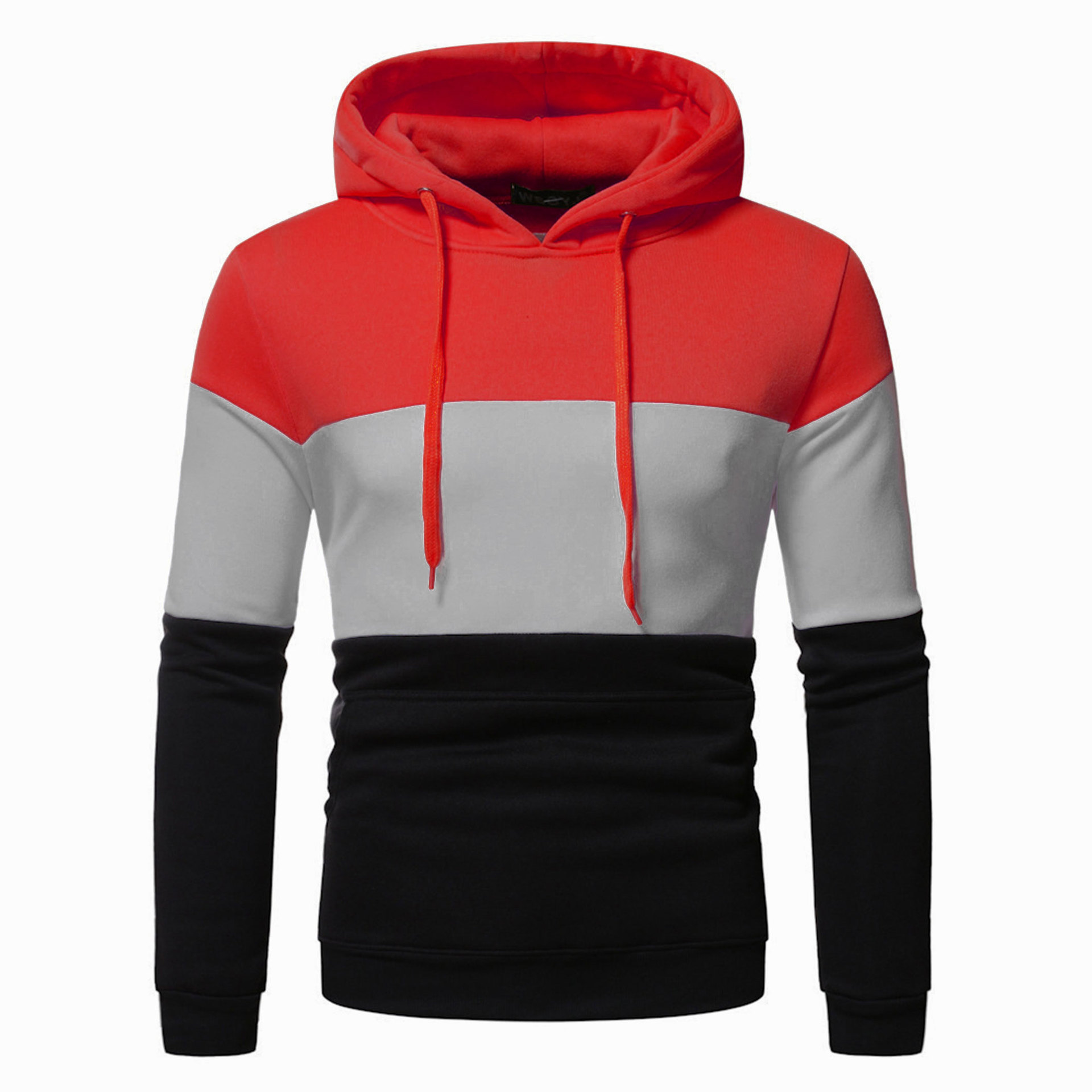 Men's hoodie, hooded winter fleece sweatshirt jacket, fashionable color blocked sweatshirt, casual top, sports shirt_voghion.com