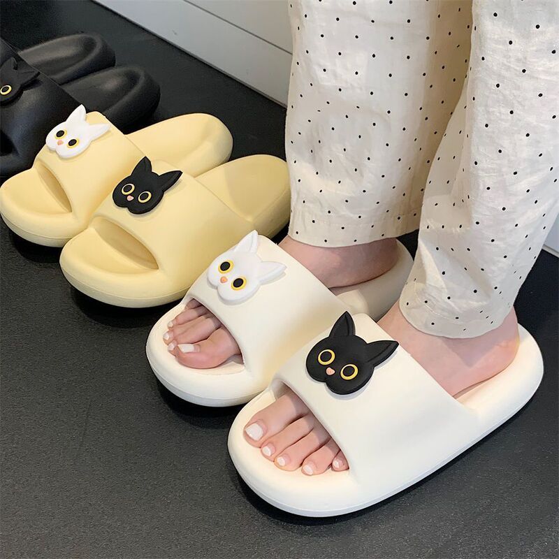 Cat EVA muffin thick-soled poop-feeling slippers for women Xia Shiji new height-increasing indoor and outdoor wear non-slip deodorant slippers