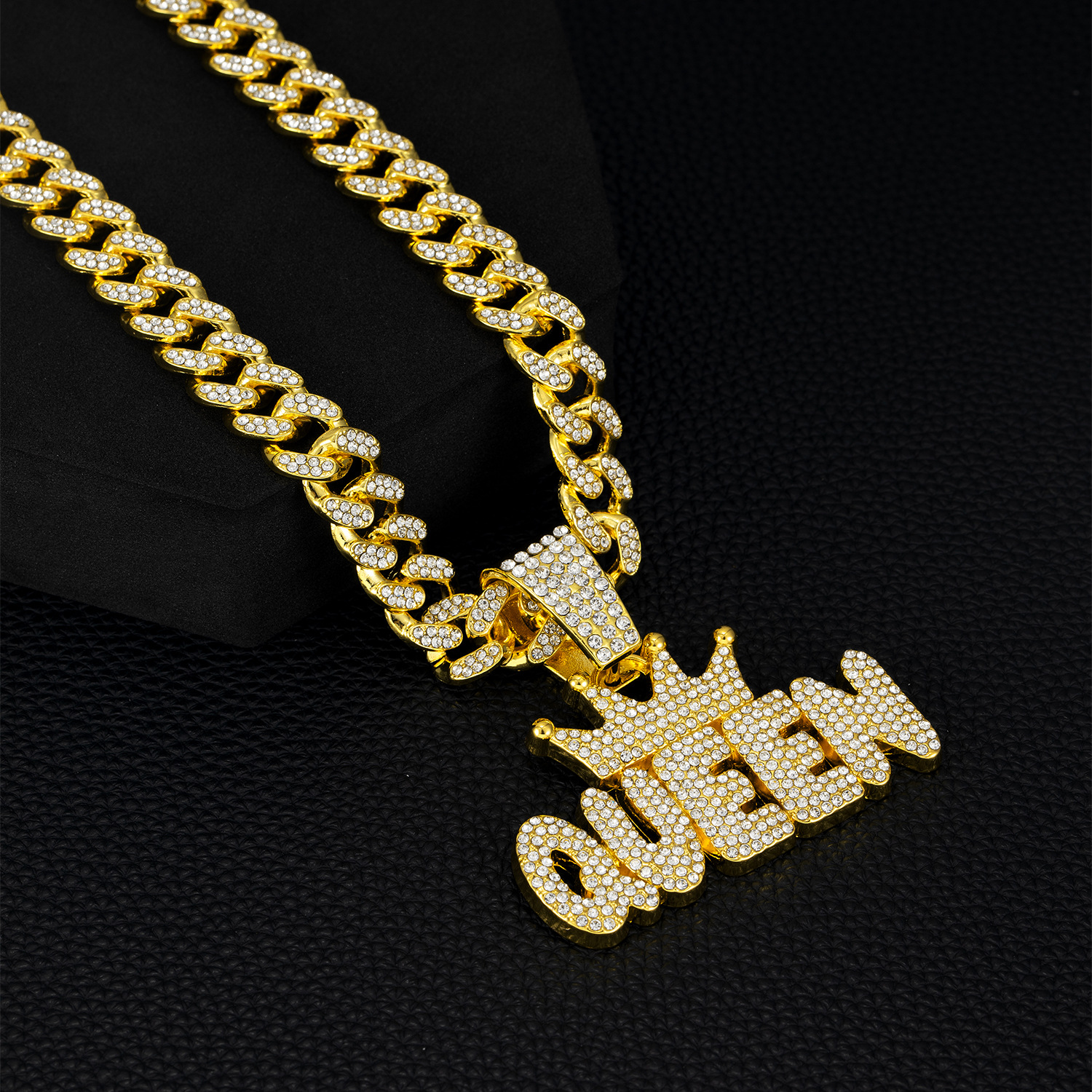 Hip-Hop Letter Crown Alloy Diamond Men's Pendant Necklace Seed Bead Jewelry display picture 4