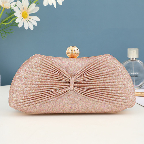 Fashion Evening Party Handbag Matching Handbag, Noble Pleated Bow Design Fashion Small Bag, Chain Small Square Bag