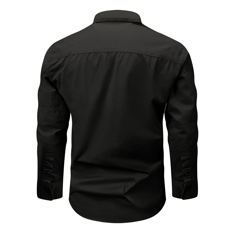 Camisas de manga larga de marca de moda para hombres 2024 bolsillo de primavera y otoño nuevo estilo de herramientas no escaldadas chaqueta japonesa con solapa de ropa casual para hombres