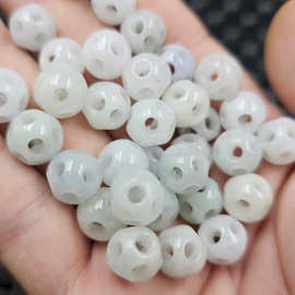 翡翠玉足球珠圆珠玉石散珠大孔多款路路通手链项链饰品配件手工珠