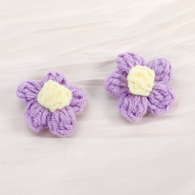 手工编织泡芙花棉毛线钩织花朵辅料 diy饰品配件胸花包包服装配饰|undefined
