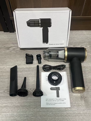 Cross-border car-mounted wireless vacuum cleaner, multifunctional powerful suction and blowing integrated device, small handheld high-power blower for home use (Tozsoranlar) - black-and-gold-packaged-in-a-color-box