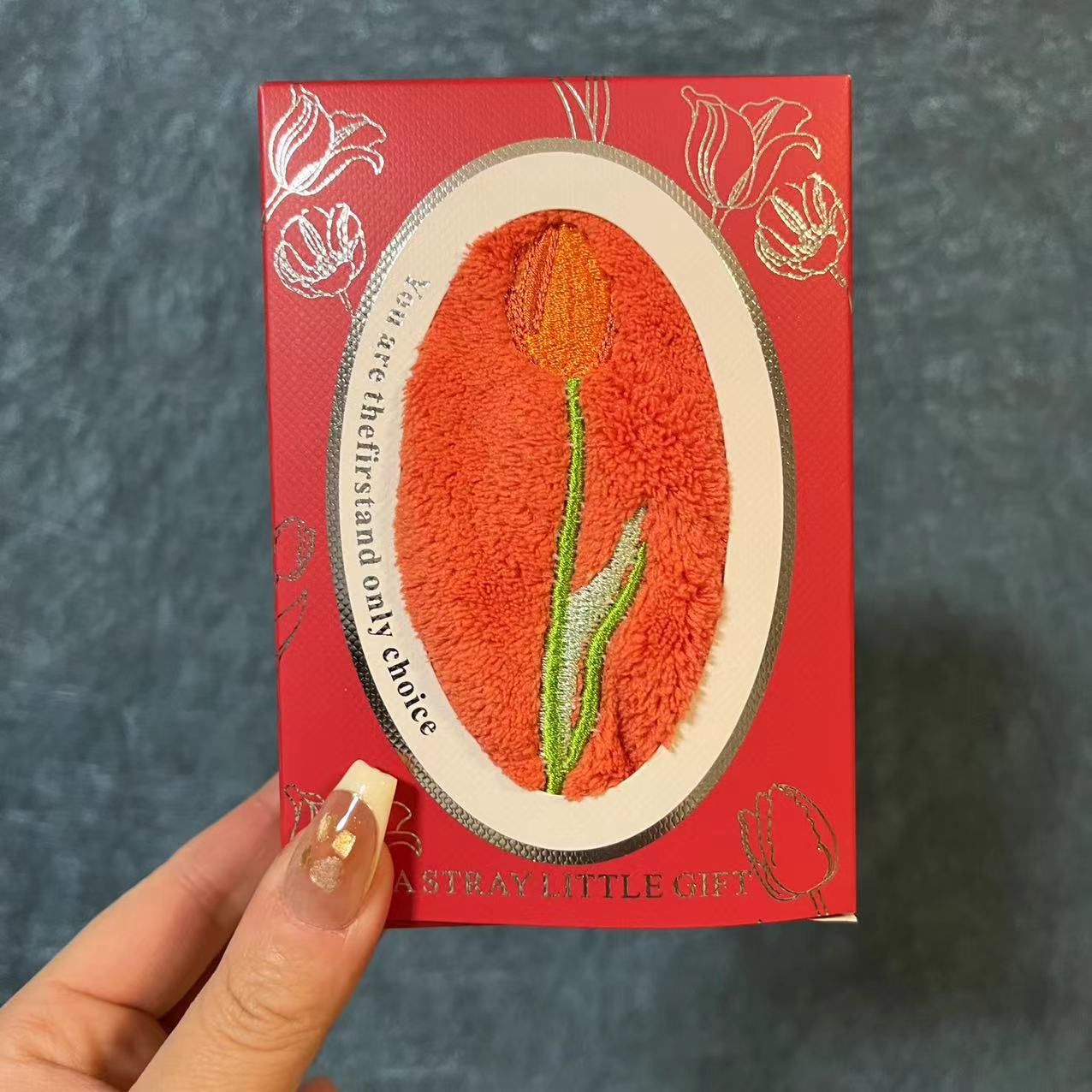 30*30 오렌지 튤립 사각 스카프 + 오렌지 선물 상자