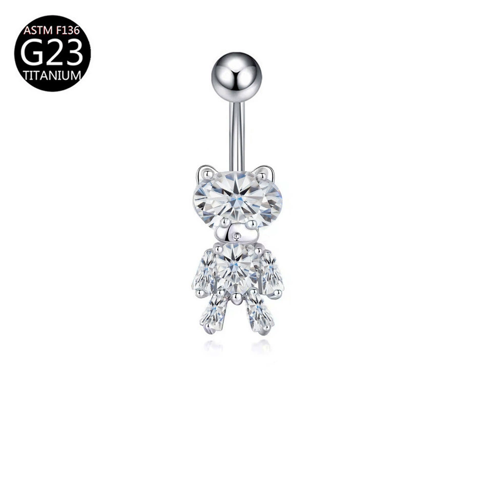 Fuchsia belly button piercing with bow, pendant drop-shaped, European style