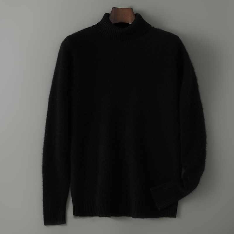 100% Australian Merino Wool Sweater for Men, High Collar, Thick Jacquard Knit, Warm Inner Layer Sweater, Direct from Manufacturer