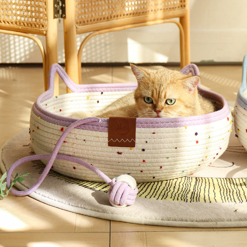 Ткань из ротанга для кошек зимой теплая, грубое плетеное гнездо для домашних животных