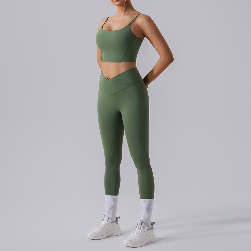 High Waist Tight Yoga Workout Clothes Sports Suit Women Yw528Kw409 Green - Shop at LoveMi