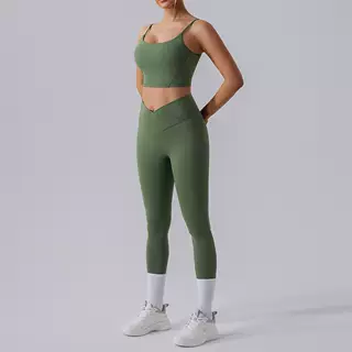 High Waist Tight Yoga Workout Clothes Sports Suit Women - Yw528Kw409 Green - View 1
