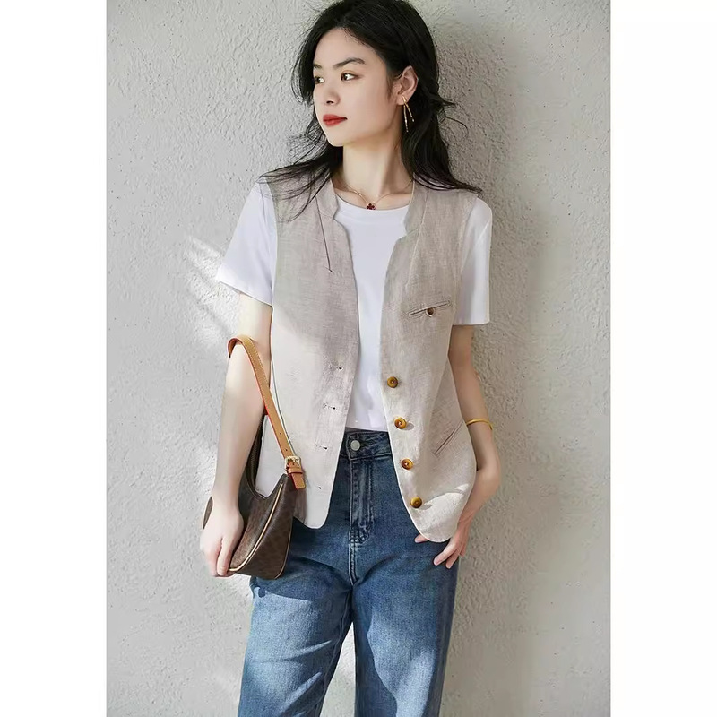 Women's Short Vest for Summer, Thin Outerwear, 2026 New Style, Korean Version, Sleeveless Vest, Sleeveless Jacket