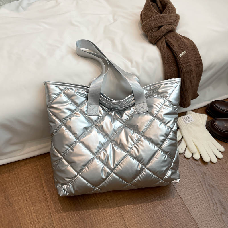 Embroidered Quilted Cotton Padded Shoulder Bag For Women Versatile_voghion.com