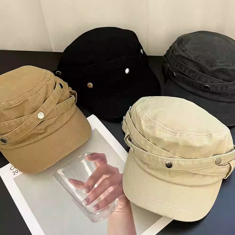 韩系复古做旧水洗平顶帽子女秋冬休闲气质百搭高级感骑士帽马术帽|undefined