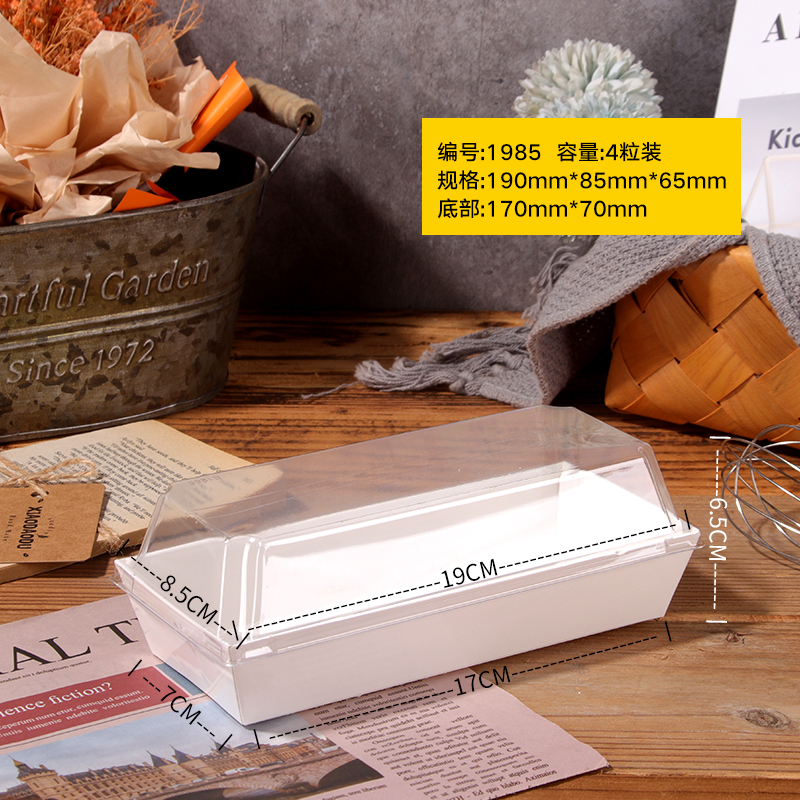 Tarato transparente barro de nieve pastel de caparazón caja de succión de plástico rectangular carne de pino caparazón queso abrazo rollo caja de embalaje de punto oeste