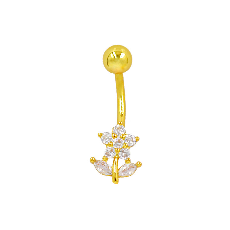 Zierliches Blumen Bauchnabelpiercing Für Damen Elegantes Design_voghion.com