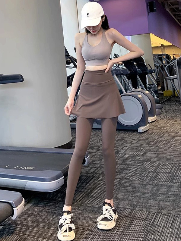 高腰屁帘健身裙裤女大码胖mm修身显瘦跑步运动休闲速干直筒打底裤|undefined