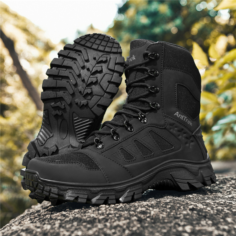 Transfronterizos resistentes a la explosión de venta directa nuevo entrenamiento a pie de combate a pie cómodo desgaste botas militares gruesas zapatos de montaña