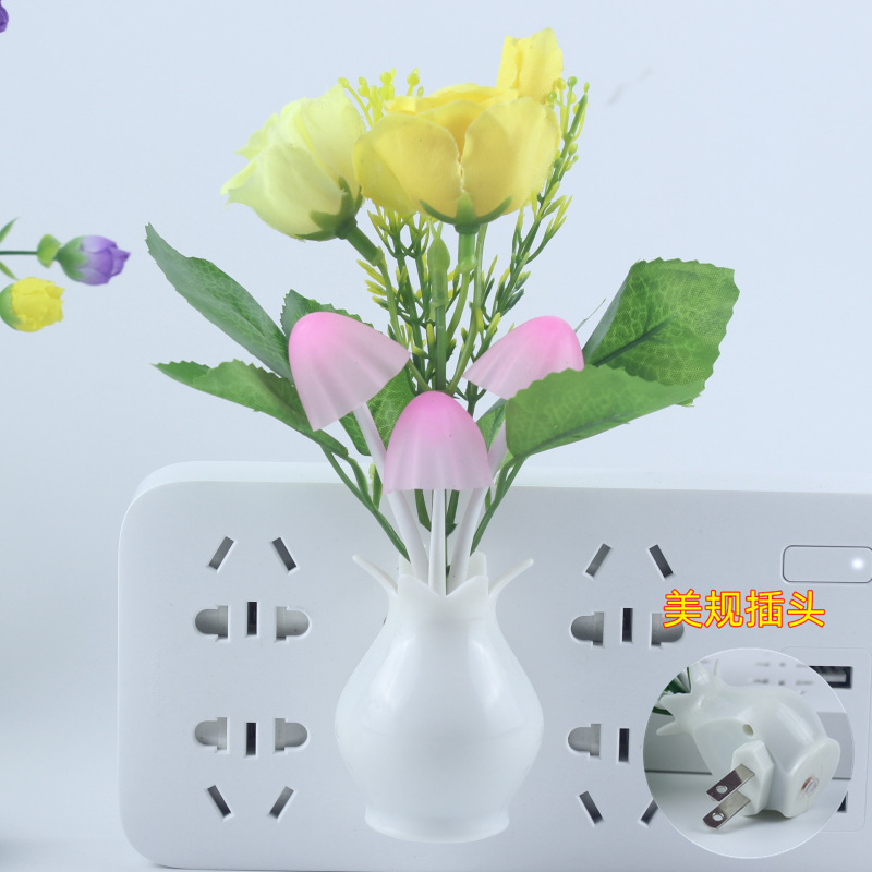 Transfronterizo dedicado 4LED luz más inducción controlada por luz inteligente colorido luminoso base Rosa seta puesto de luz