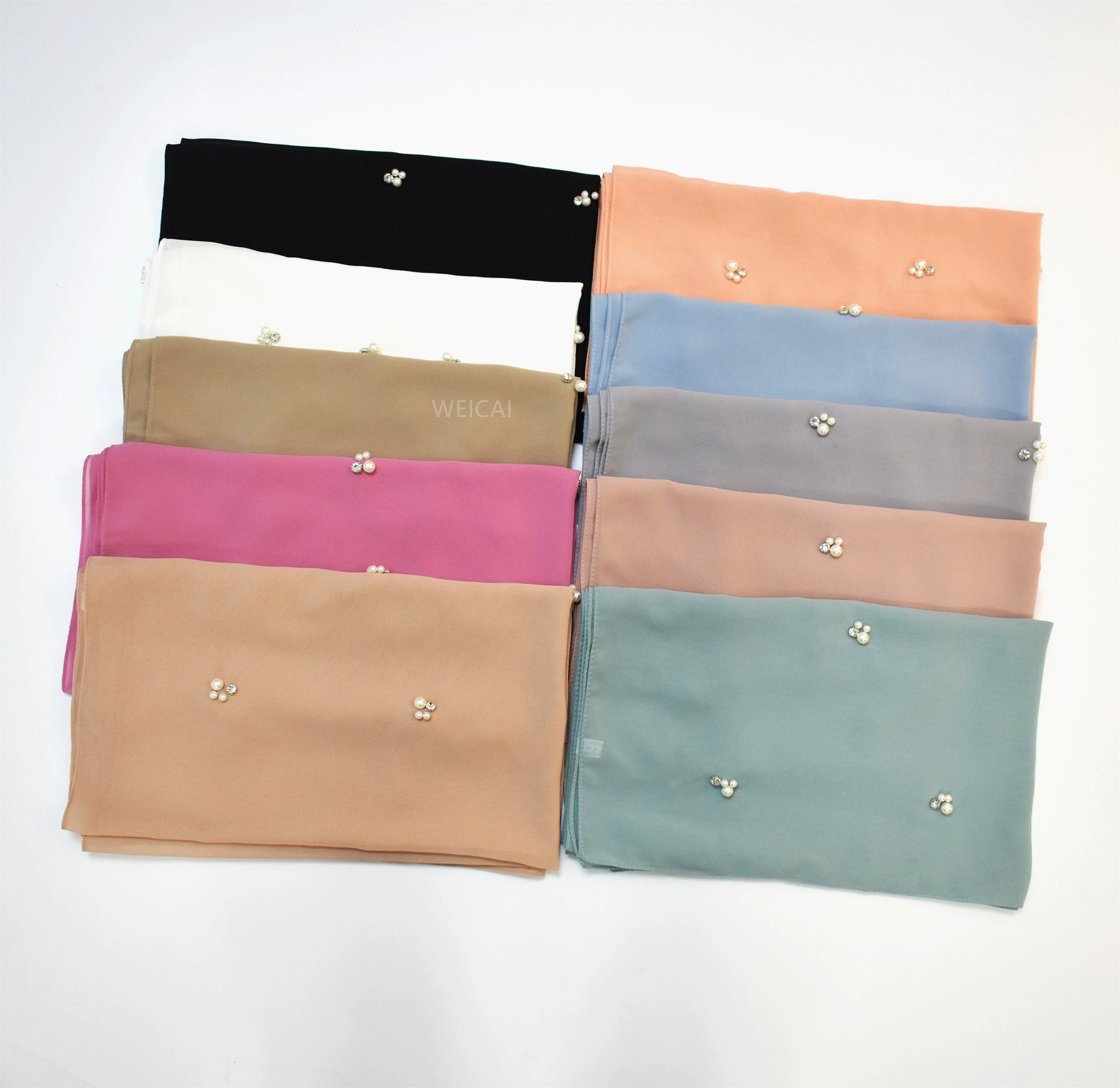 Новый вариант Cross-border Malaysian hijaine nail pearl rhinestone chip scarf Hui gum Middle East headscarf