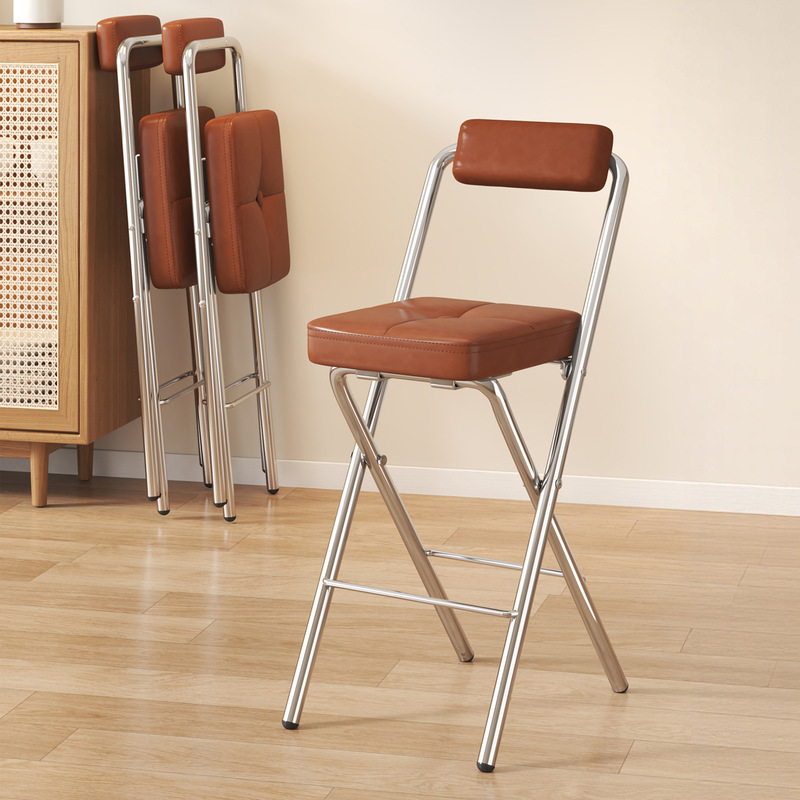Folding Bar Chair Adult Backrest Chair High Stool Sedentary Kitchen Cooking Front Desk High Stool Cashier Bar Chair