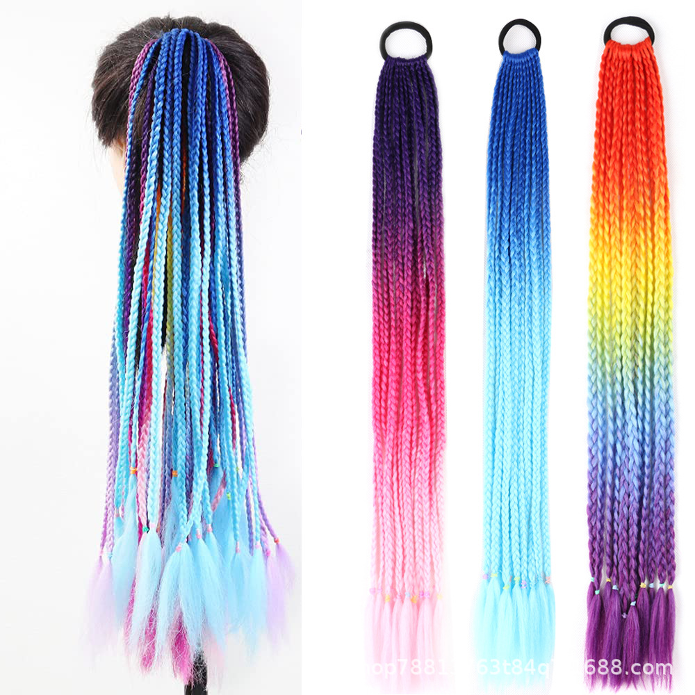 Cuerda de color pelo trenzado Cola de Caballo accesorios para el cabello Cola de Caballo trenza de fibra química peluca mujer trenza sucia trenzas de 24 pulgadas colas de caballo