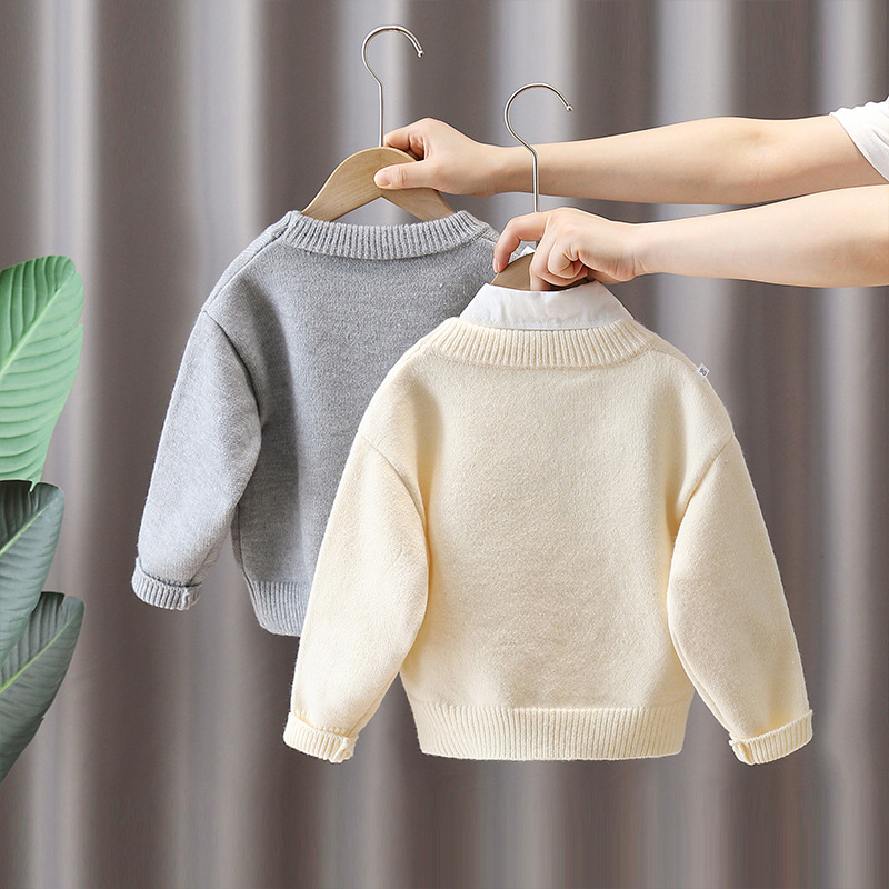 6508 suéter de oso de dibujos animados para niños 2025 nueva ropa de otoño e invierno suéter de jersey para niños estilo occidental otoño versión coreana