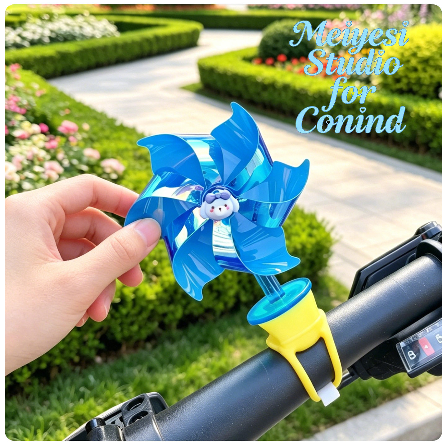 Bicycle electric two-wheeler windmill ornament, motorcycle decorative handlebar strap cartoon rotating small windmill