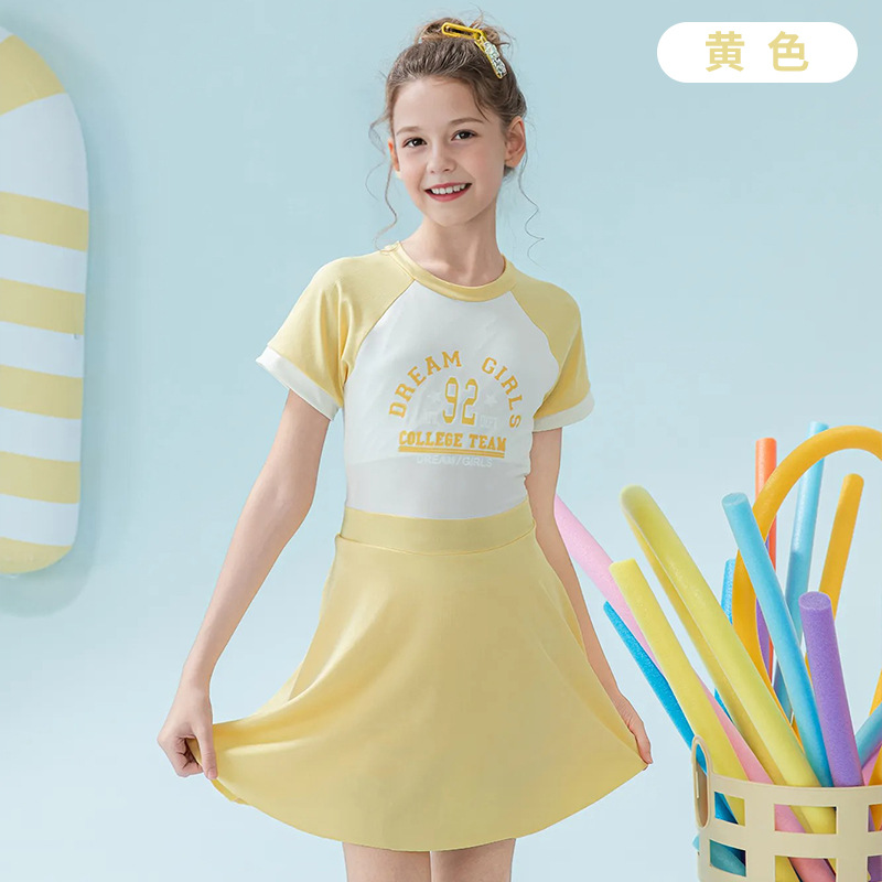 2025 nuevo traje de baño para niñas, estudiantes de secundaria, período de desarrollo, adolescencia, dulce y conservador de una pieza, niños grandes, niñas, verano