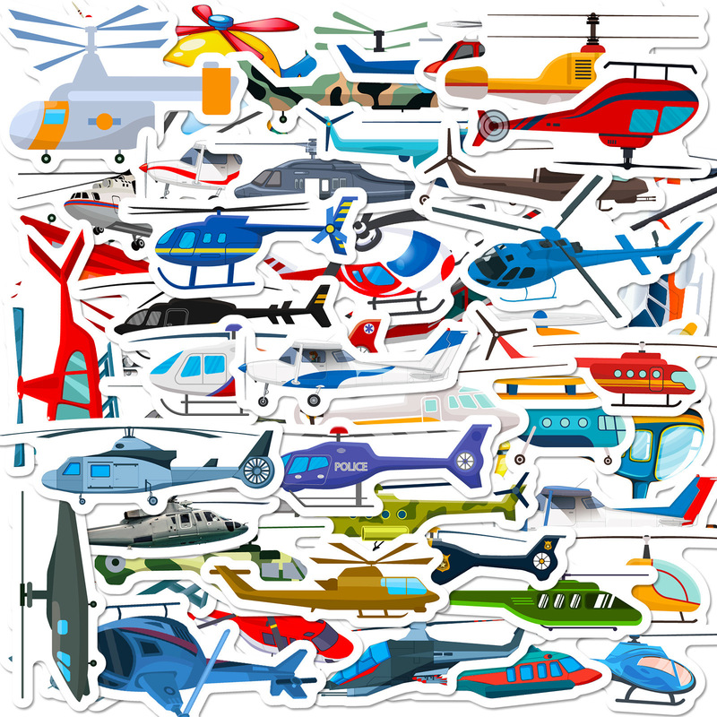 Etsy50 Helicopter Stickers Cross-Border New Product Phone Case Laptop Luggage Decoration Stickers Reusable Waterproof Stickers