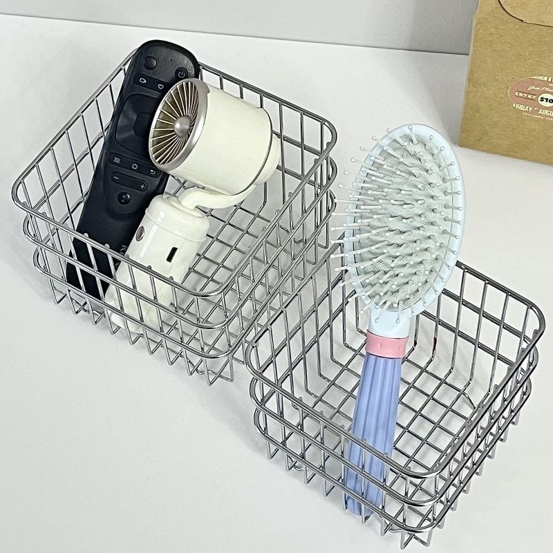 ✅ インスクエアアイアン収納バスケットホームデスクトップ雑貨収納バスケット化粧品整理バスケット収納|undefined